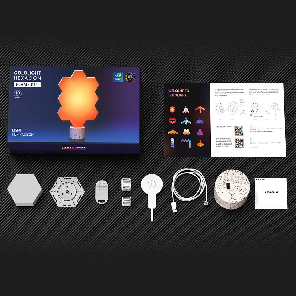 Cololight Pro Hexagon Light Kit - Flame|10 Pcs (Desk&Wall Light) LifeSmart
