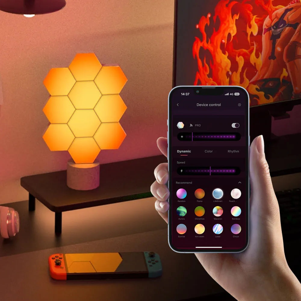 Cololight Pro Hexagon Light Kit - Flame|10 Pcs (Desk&Wall Light) LifeSmart