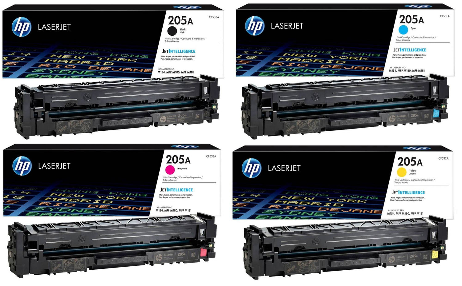 مجموعة حبر HP الأصلية متعددة الاستخدامات 205a (CF530A CF531A CF532A CF533A) للطابعات متعددة الوظائف M180/181