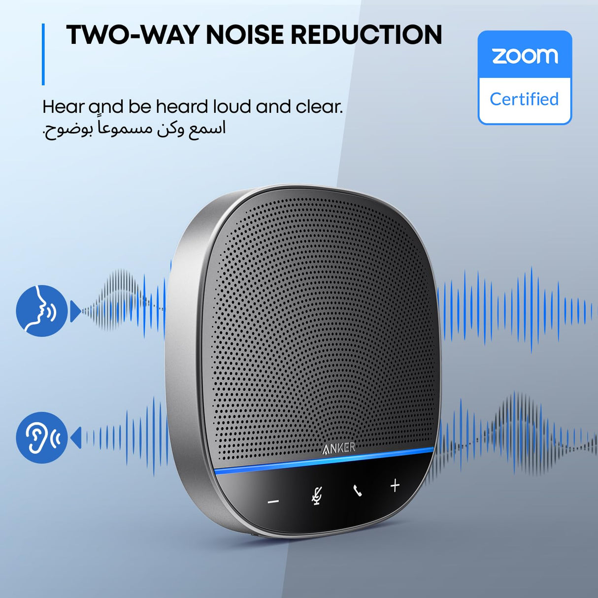 Anker PowerConf S500 Speakerphone with Zoom Rooms and Google Meet Certifications,USB-C Conference Speaker,Bluetooth