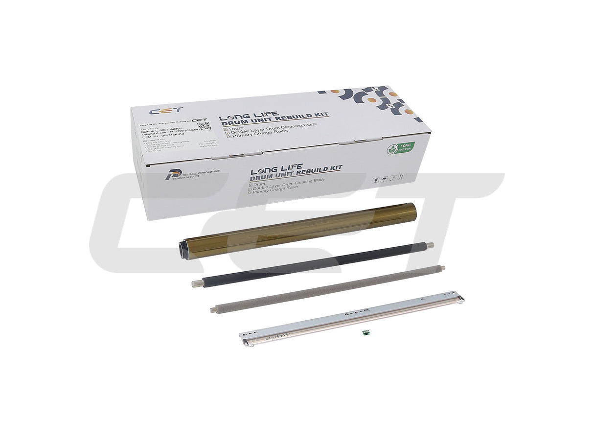 Konica Minolta Drum Unit Rebuild Kit-Color CET501014U -DR-316C/M/Y-Kit For Bizhub C250i/300i/360i/251i/301i/361i/300i/360i/301i/361i -1,Drum 1,Blade 1,Charge Roller 1,Cleaning Roller 1,Drum Chip