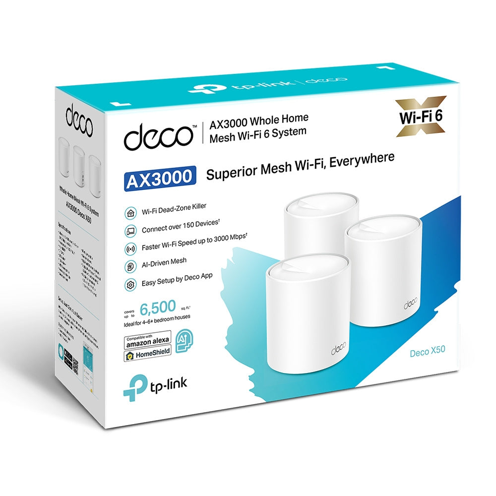 Deco X50 AX3000 Whole Home Mesh WiFi 6 System