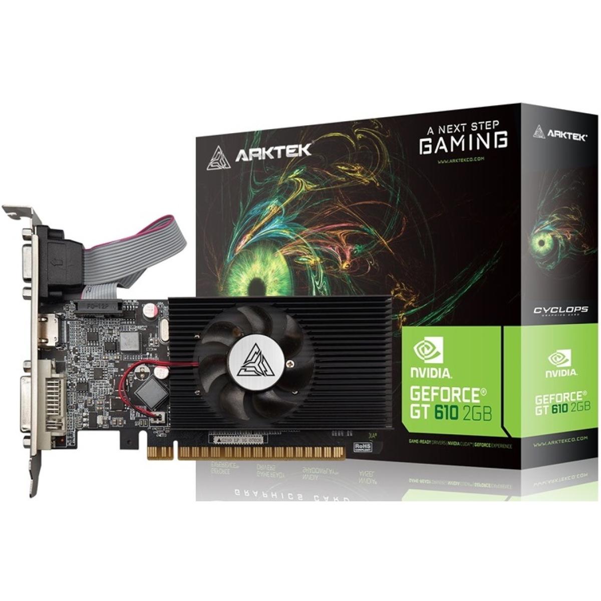 Arktek GeForce GT 610 | 2GB DDR3 | 64-Bit | VGA / HDMI / DVI | Low Profile Graphics Card
