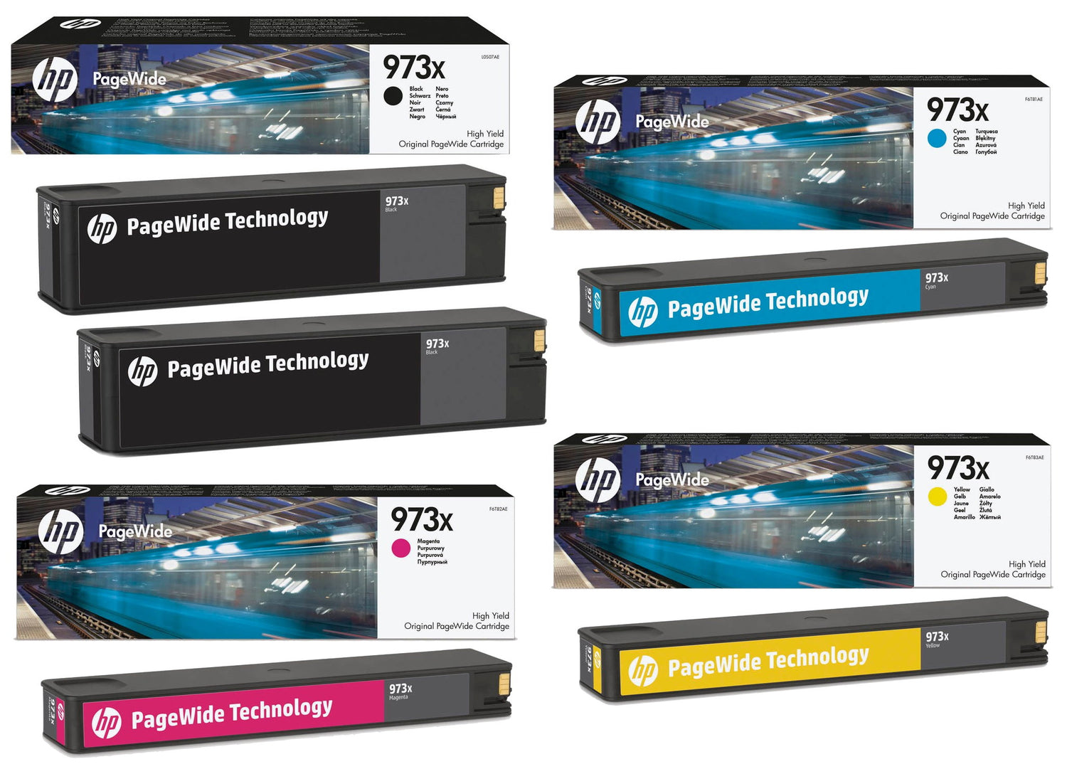 مجموعة حبر HP S-Tech متعددة الاستخدامات 973x BCMY(L0S07AE,F6T81AE,F6T82AE,F6T83AE)-
