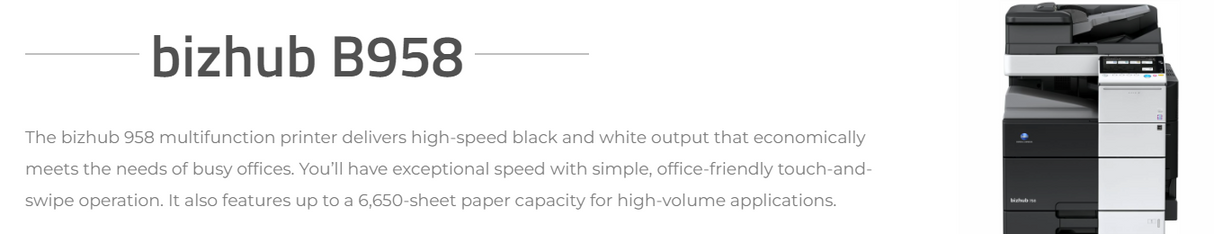 كونيكا مينولتا ناسخة BH B958+RU-515+FINISHER-FS536+TONER TN-912