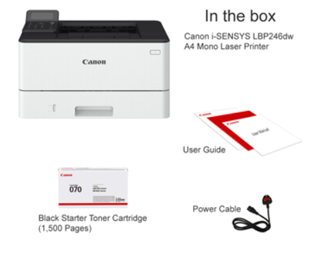 Canon طابعة i-SENSYS LBP246dw مقاس A4 أحادية، خرطوشة 070 بسرعة 40 صفحة في الدقيقة (A4)