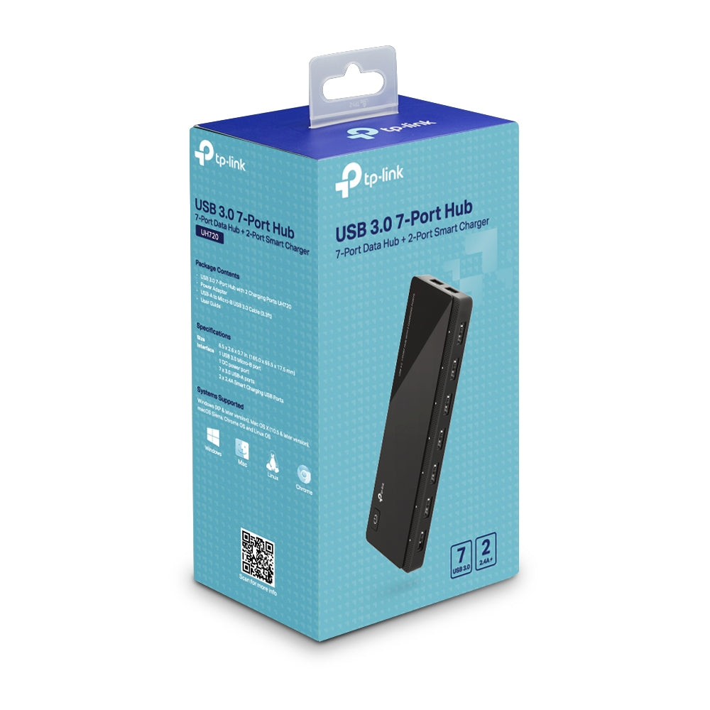 موزع USB 3.0 TP-Link UH720 مزود بـ 7 منافذ مع منفذين للشحن