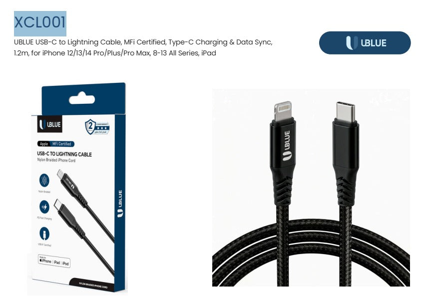 UBlue Type-C to Lightning Cable(XCL001)