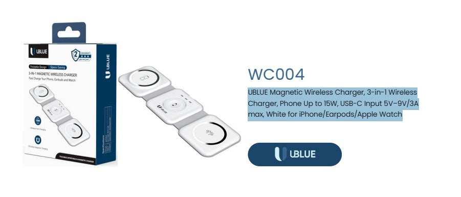 UBlue Magnetic Wireless Charger (WC004) 3 in 1