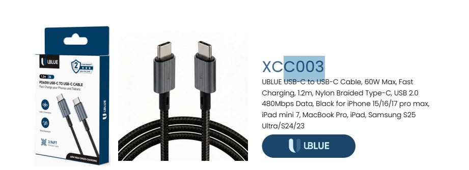 UBlue Type-C to C Cable 6OW (XCC003)