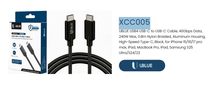 UBlue Type-C to C Cable 24OW (XCC005)