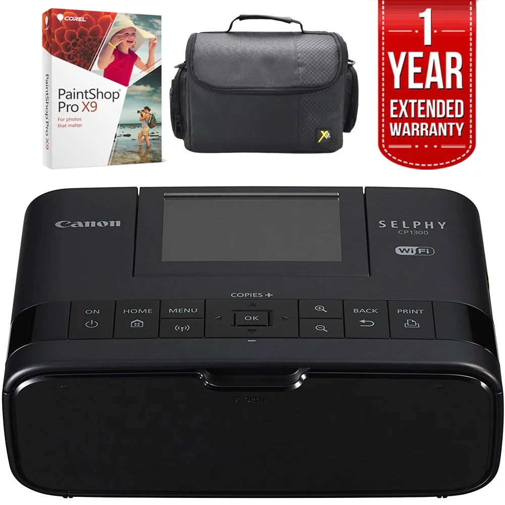 Canon Printer SELPHY CP1300 Colour Portable Photo Printer Wi-Fi USB Apple AirPrint 8.1cm Tilt-Up LCD Screen Black
