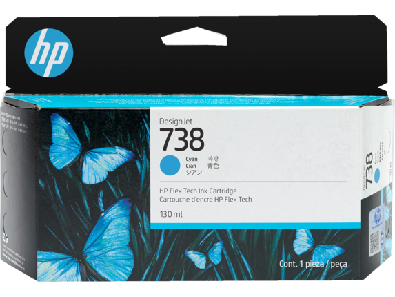 حبر أصلي HP 738/498N5A-130ML Cyan للطابعات T850/T950