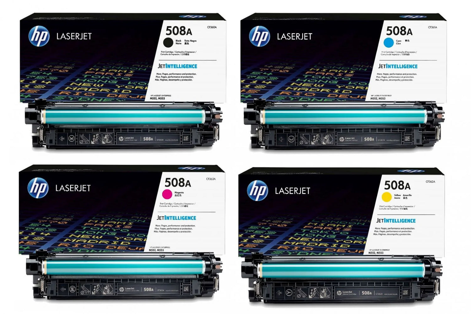 حبر HP أصلي Multipack 508A (CF360A CF361A CF362A CF363A) M553