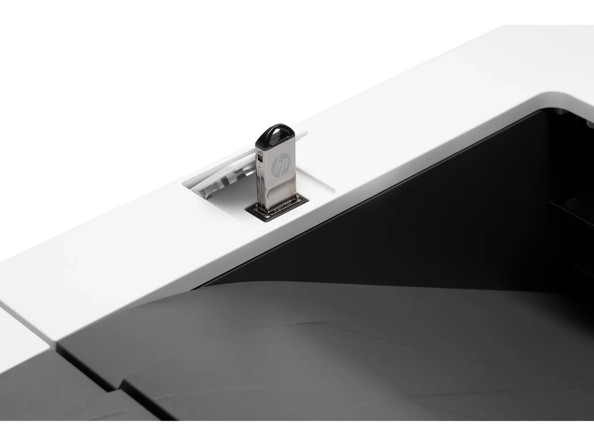 HP USB wireless adapter plugged into printer for wireless printing setup