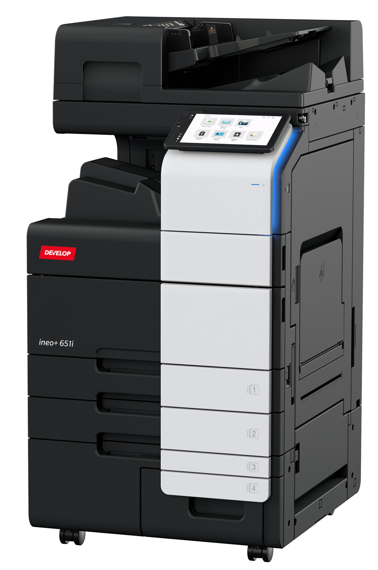 Develop Copier Color New INEO+651i with Desk+Out put tray(A4/A3)Print/Copy/Scan/Network