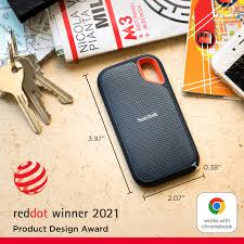 قرص SanDisk المحمول SSD Extreme بسعة 2 تيرابايت (حتى 1050 ميجابايت/ثانية)