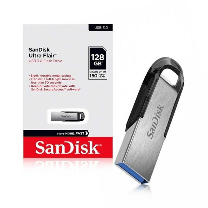 فلاش USB SanDisk Ultra Flair سعة 128 جيجابايت وسرعة 150 ميجابايت/ثانية معدني USB3.0