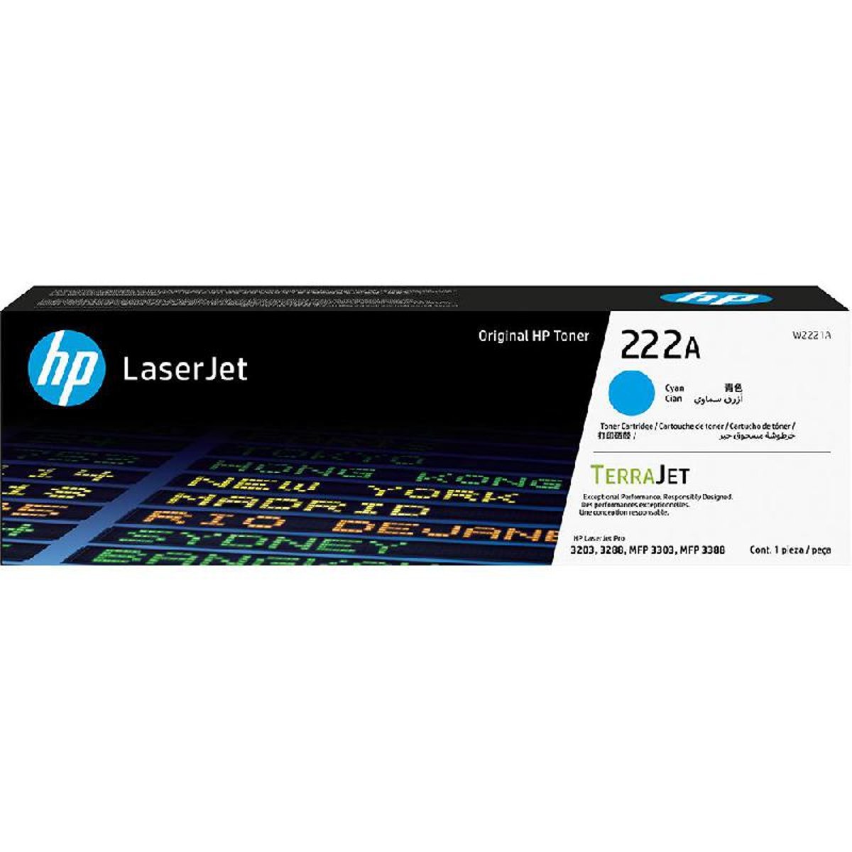 HP Toner Original 222A/W2221A Cyan 3203/3288/mfp 3303/mfp 3388  Yiled 1200 page