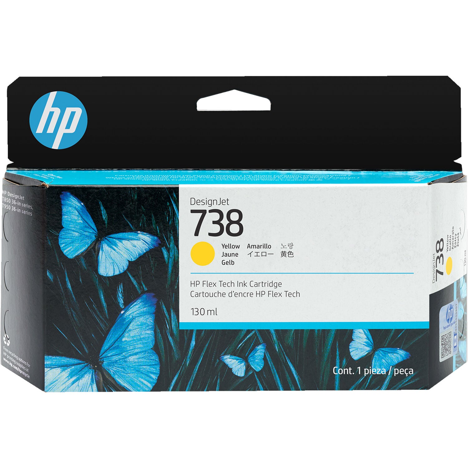 حبر أصلي أصفر HP 738/498N7A-130ML PLOTTER-T850/T950