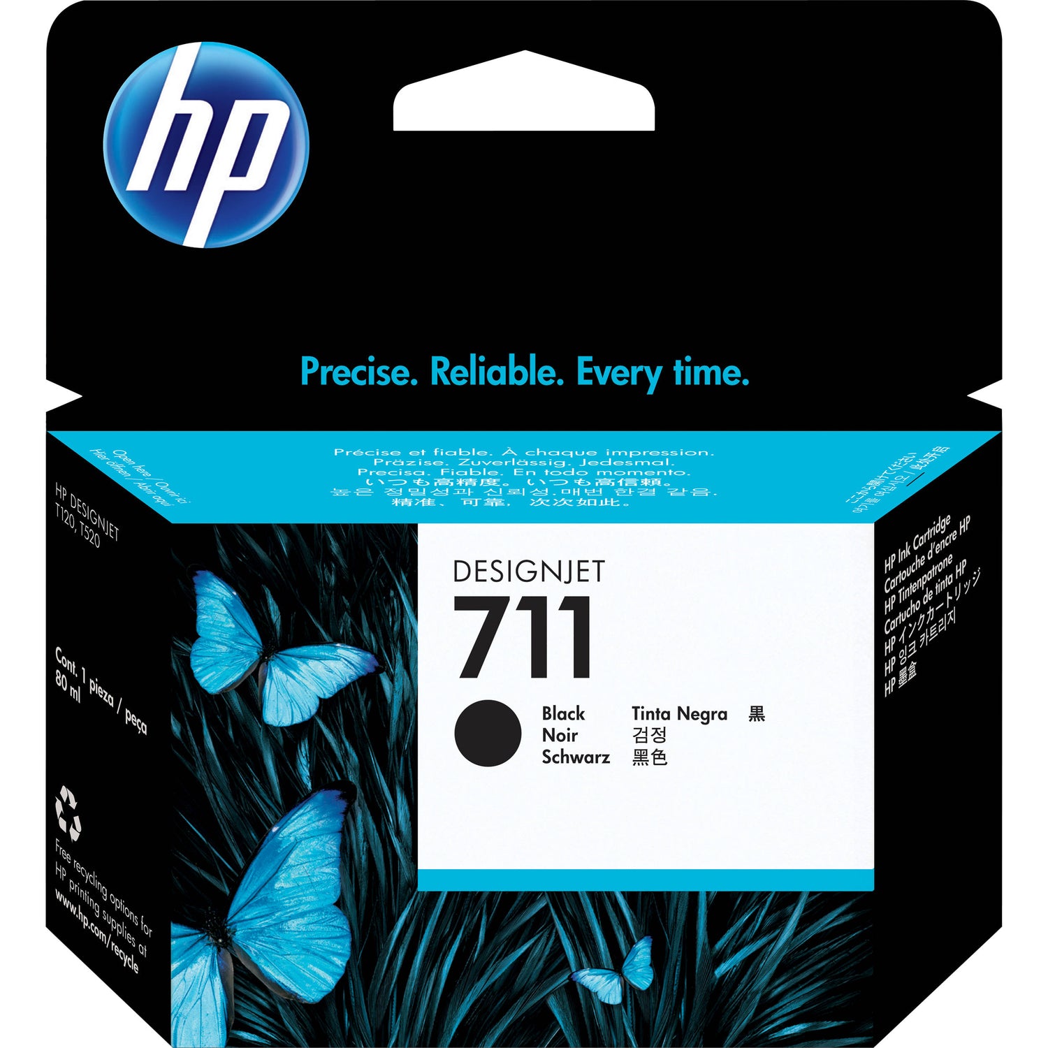 حبر HP الأصلي باللون الأسود 711/CZ133A T520 سعة 80 مل