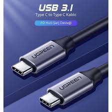 UGreen USB 3.1 Type C Male to Type C Male Cable Nickel Plating Aluminium Shell 1.5m (Gray)