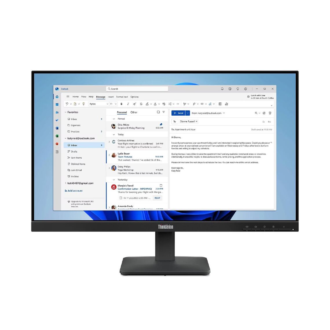 Lenovo ThinkVision Monitor | 64B5KAT1SD | S24-4e 23.8"/ 1x HDMI® 1.4, 1x VGA