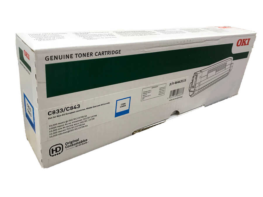 Oki Toner Original Cyan 46443115 HIGH CAP -C843/C833-10K