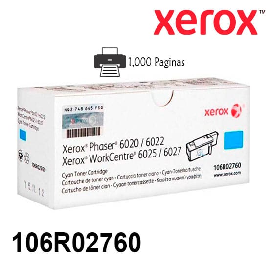 Xerox Toner Original Cyan 106R02760 6020/6022/6025/6027
