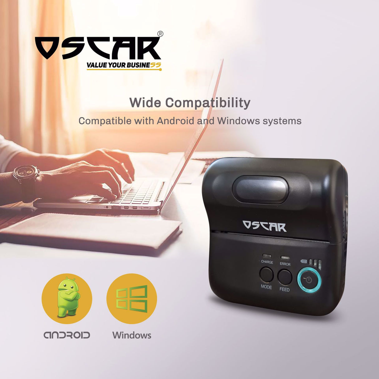 OSCAR POS88MW طابعة محمولة سوداء اللون USB+WIFI