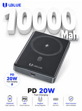 UBlue Wireless Power Bank 10000mAh,Ultra-Slim Portable Charger(PBWL001-GRY)