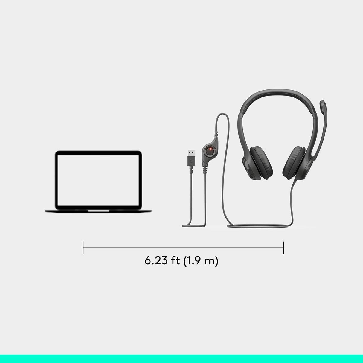 Logitech H390 Wired On Ear Headset for PC/Laptop, Stereo Headphones with Noise Cancelling Microphone, USB-A, In-Line Controls