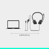 Logitech H390 Wired On Ear Headset for PC/Laptop, Stereo Headphones with Noise Cancelling Microphone, USB-A, In-Line Controls