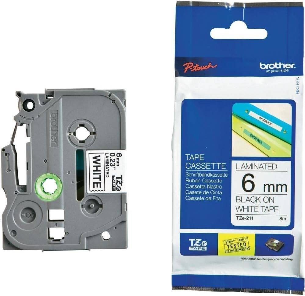 Brother Tape 6mm Black/White TZE-211