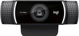 Logitech C922 Pro Stream Webcam, HD 1080p/30fps or HD 720p/60fps Hyperfast Streaming, Stereo Audio, HD light correction, Autofocus, For YouTube, Twitch, XSplit, PC/Mac/Laptop/Macbook/Tablet - Black
