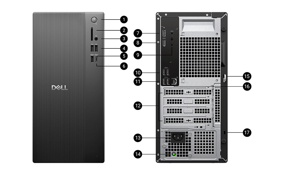 Dell Tower ECT1250 | Intel Core i3-14100 | 8GB DDR5 | 512GB NVMe SSD | Wi-Fi 6 | Bluetooth | Ubuntu | Keyboard & Mouse