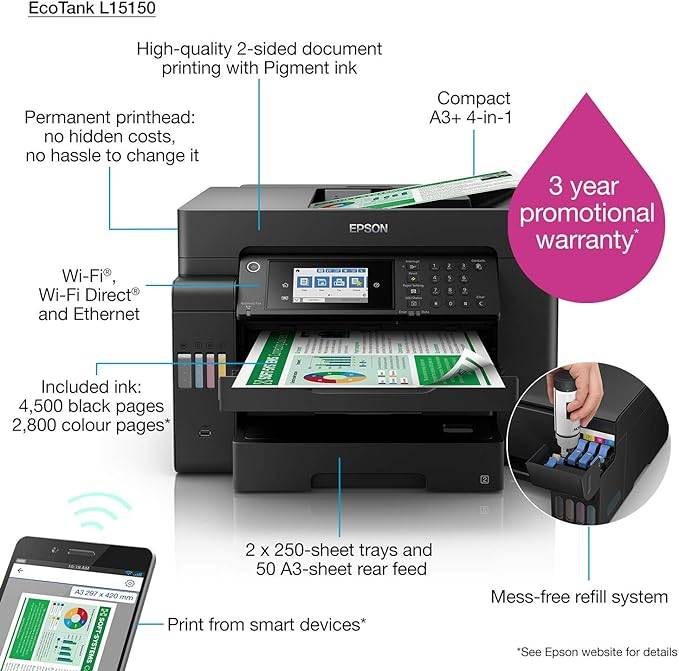 Epson EcoTank L15150 A4/A3-Print/Scan/Copy/Fax Wi-Fi High Performance Business Tank Printer