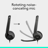 Logitech H390 Wired On Ear Headset for PC/Laptop, Stereo Headphones with Noise Cancelling Microphone, USB-A, In-Line Controls