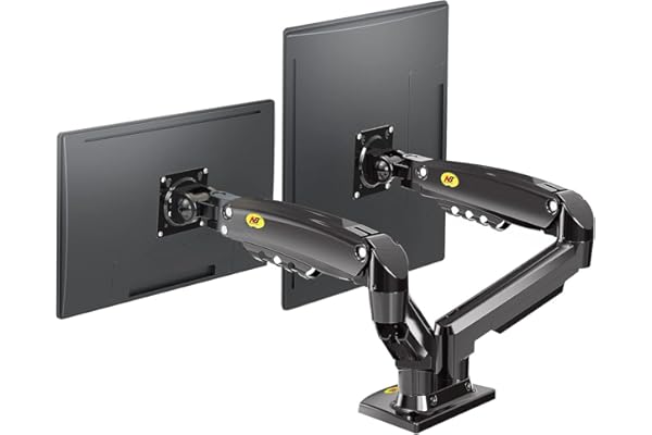 حامل شاشة مزدوج من NB North Bayou مع ذراع دوارة كاملة الحركة لشاشتين مقاس 17-27 بوصة مع سعة تحميل من 4.4 إلى 19.8 رطل لكل شاشة F160