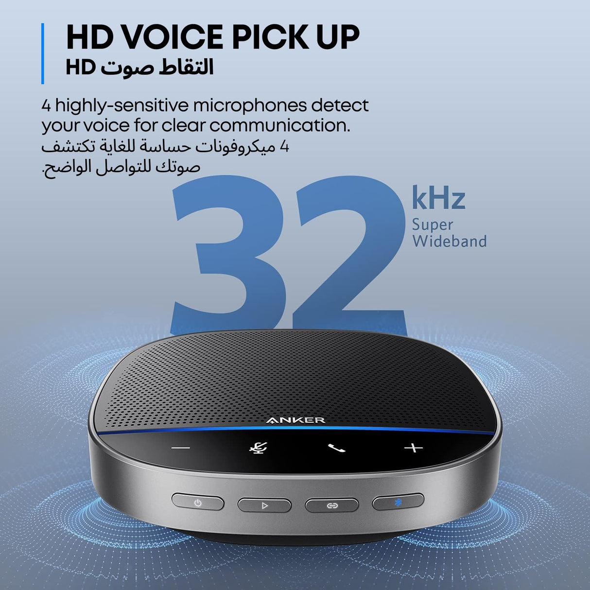 Anker PowerConf S500 Speakerphone with Zoom Rooms and Google Meet Certifications,USB-C Conference Speaker,Bluetooth