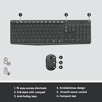 Logitech MK235 Wireless Keyboard and Mouse Combo | 920-007927 | for Windows, 2.4 GHz Wireless with Unifying USB-Receiver - S-Tech