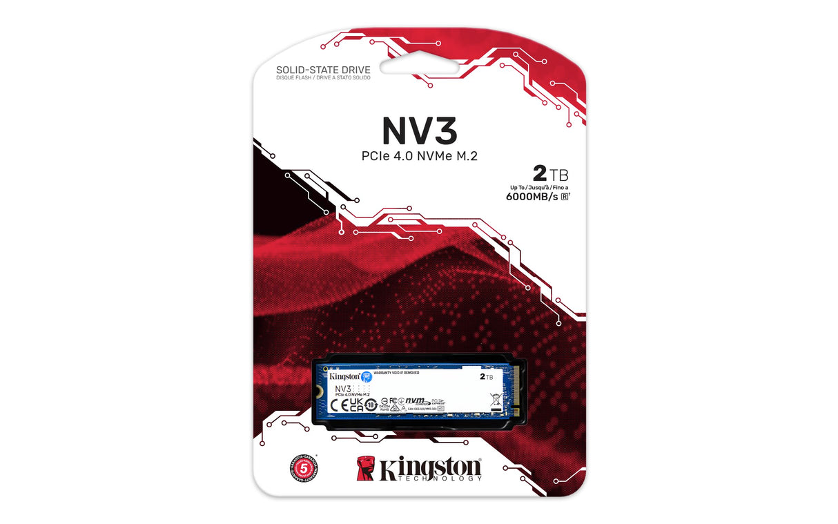 كينغستون NV3 | قرص تخزين SSD M.2 2280 NVMe PCIe 4.0 سعة 1 تيرابايت | سرعة قراءة تصل إلى 3500 ميجابايت/ثانية | تخزين عالي السرعة وموثوق