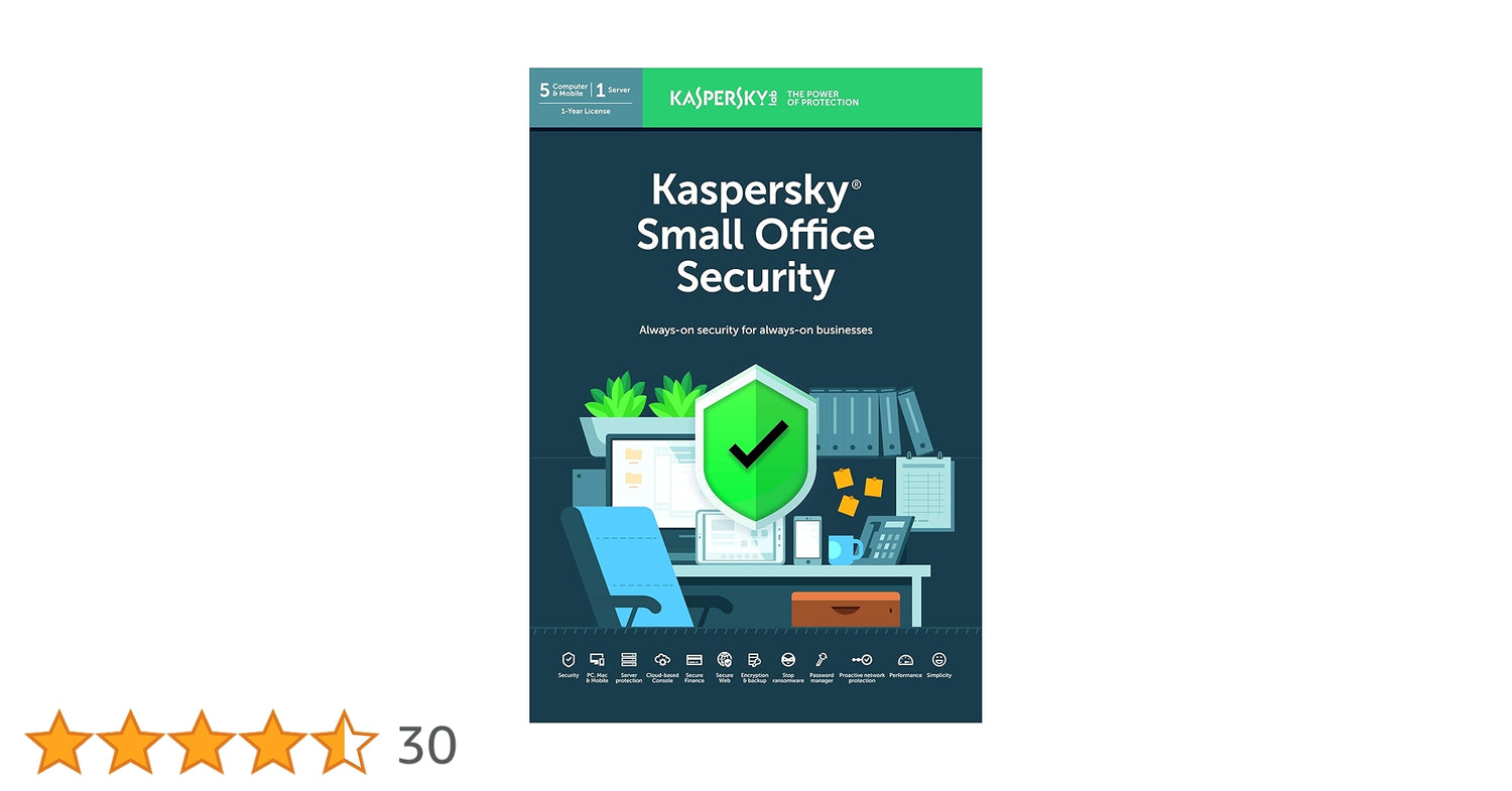 Kaspersky Small Office Security | 5 Users + 1 File Server | 1-Year License | All-in-One Business Protection Suite