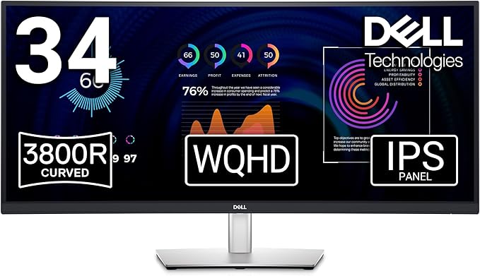 DELL Monitor Curved P3424WE USB C Hub 86.5cm 34" Inch 3 Year WUE ( 210-BGTY )