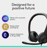 Logitech H390 Wired On Ear Headset for PC/Laptop, Stereo Headphones with Noise Cancelling Microphone, USB-A, In-Line Controls