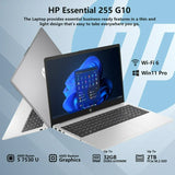 HP 255 G10 | AMD Ryzen 5 7530U | 15.6" FHD | 16GB DDR4 | 512GB NVMe SSD | Wi-Fi 6 & BT 5.3 | DOS | Turbo Silver | 2-Year Warranty