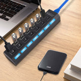 7-Port USB 3.0 Hub with Individual Power Switches for Each Port