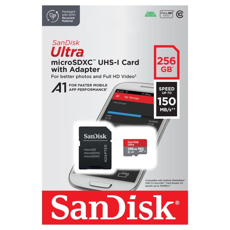 SANDISK ULTRA MICRO SD 256 GB SPEED UPTO 100/MB