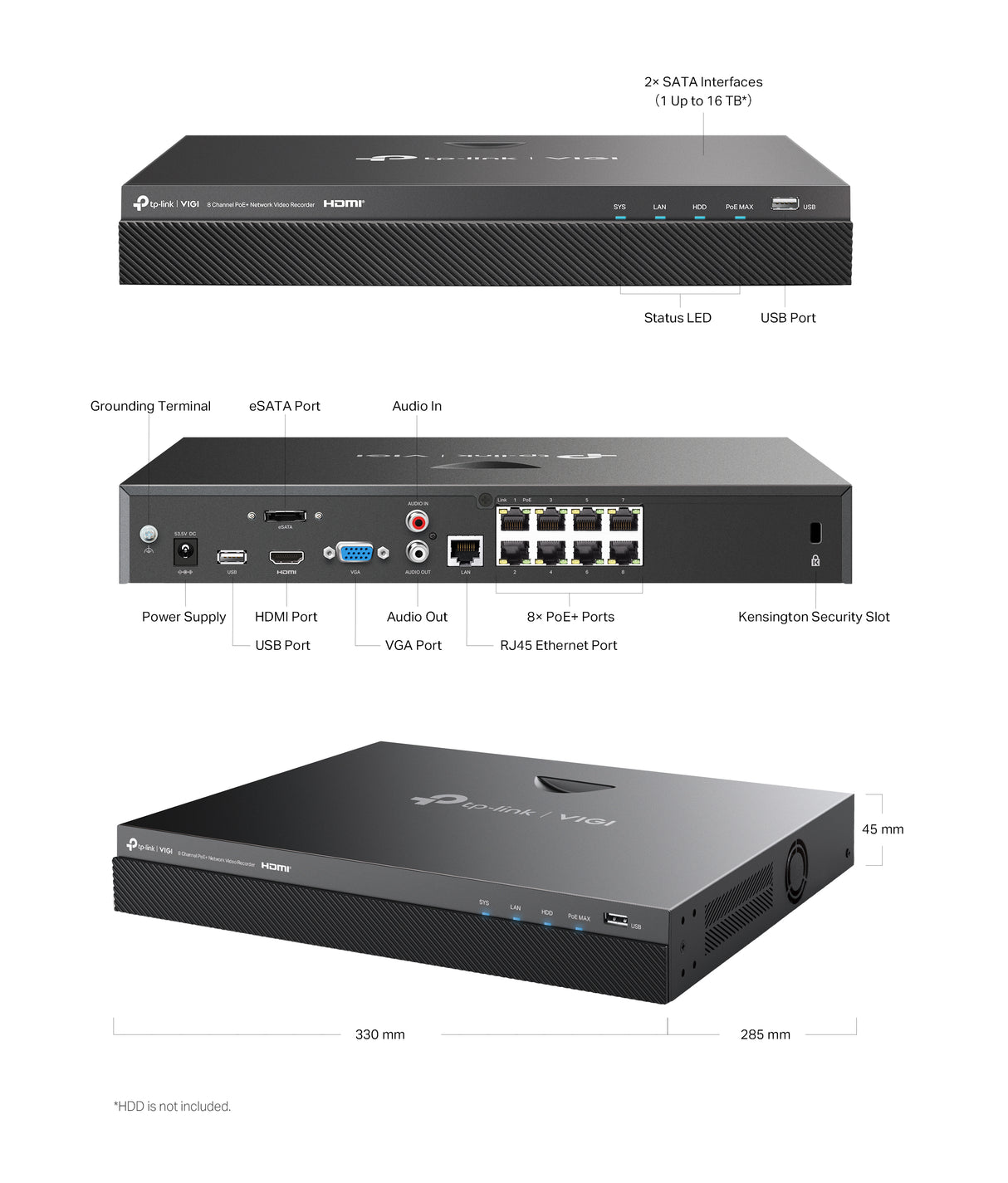 مسجل فيديو شبكي TP-Link VIGI NVR1008H-8MP 8 Channel PoE