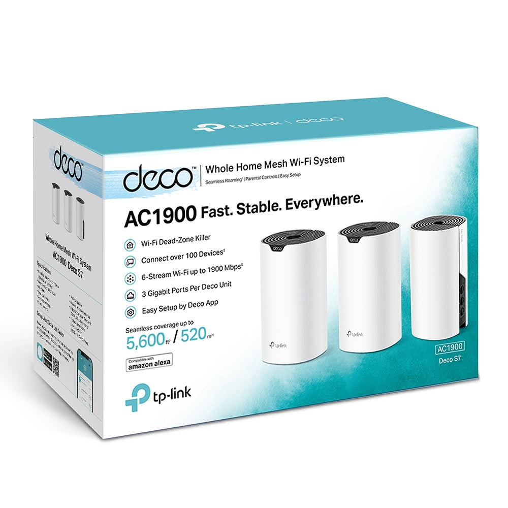 نظام TP-Link Deco S7 (حزمة واحدة) AC1900 لشبكة Wi-Fi المنزلية بالكامل